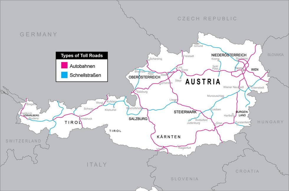 danak puteve u austriji mapu