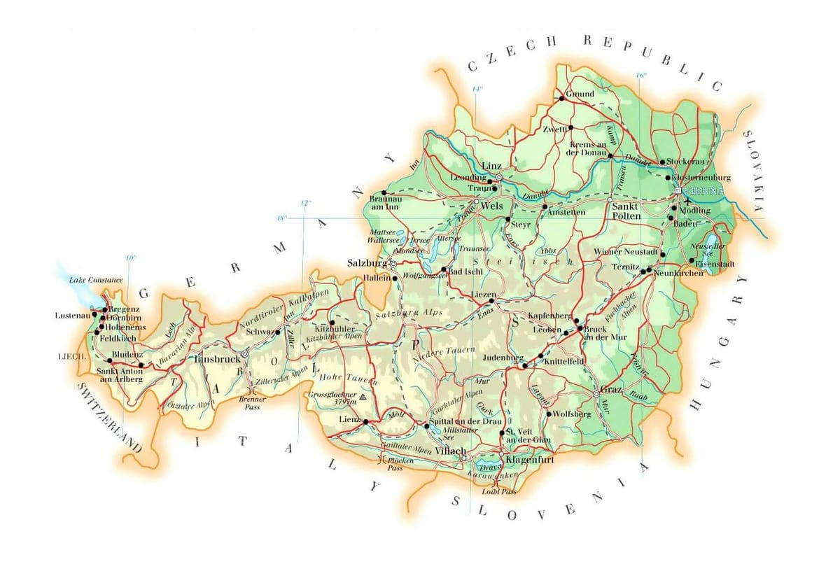 mapa austrije elevacija