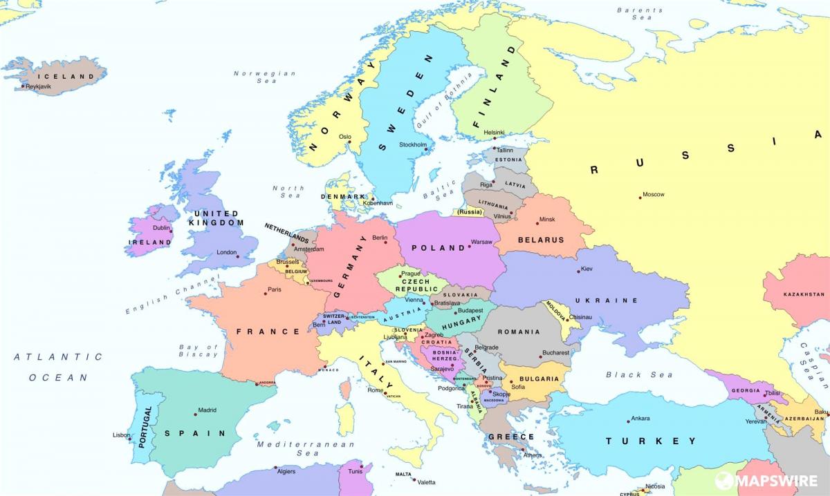 kartu europe pokazuje austrije