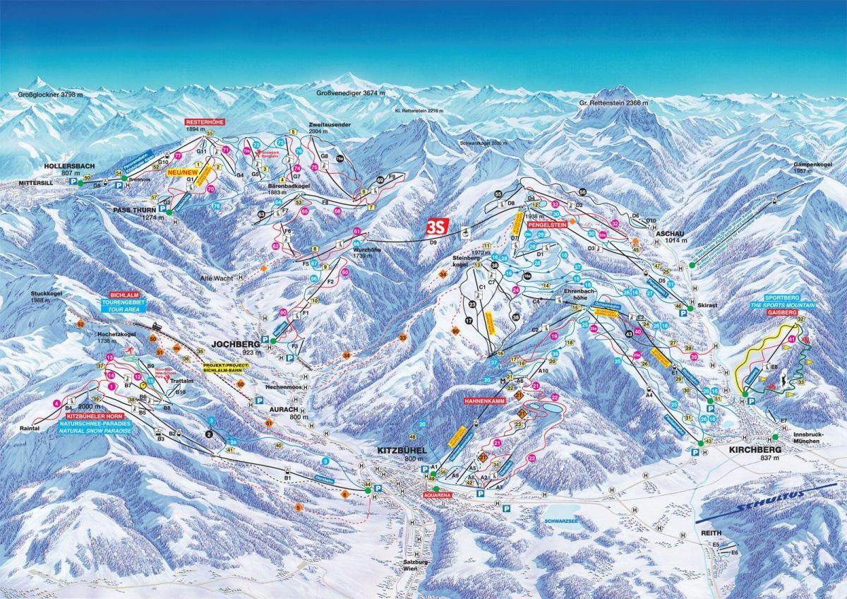 austrije ski mapu