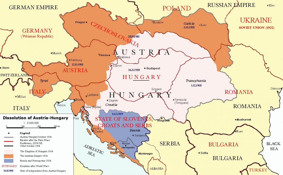 austrije u mađarskoj mapu 1900