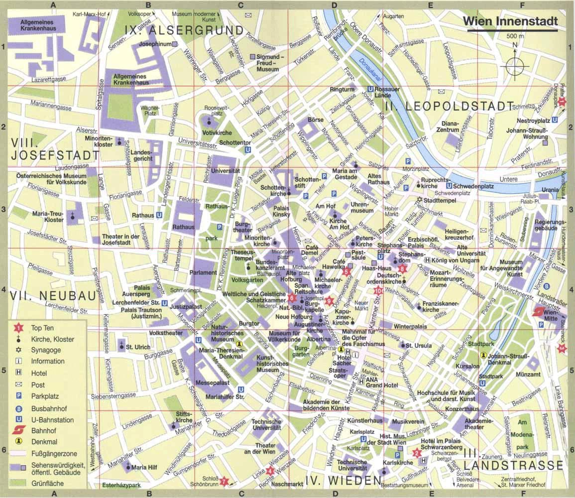 mapa beču austrije turističke atrakcije