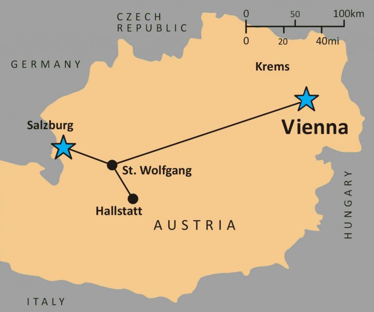 mapa hallstatt austrije 