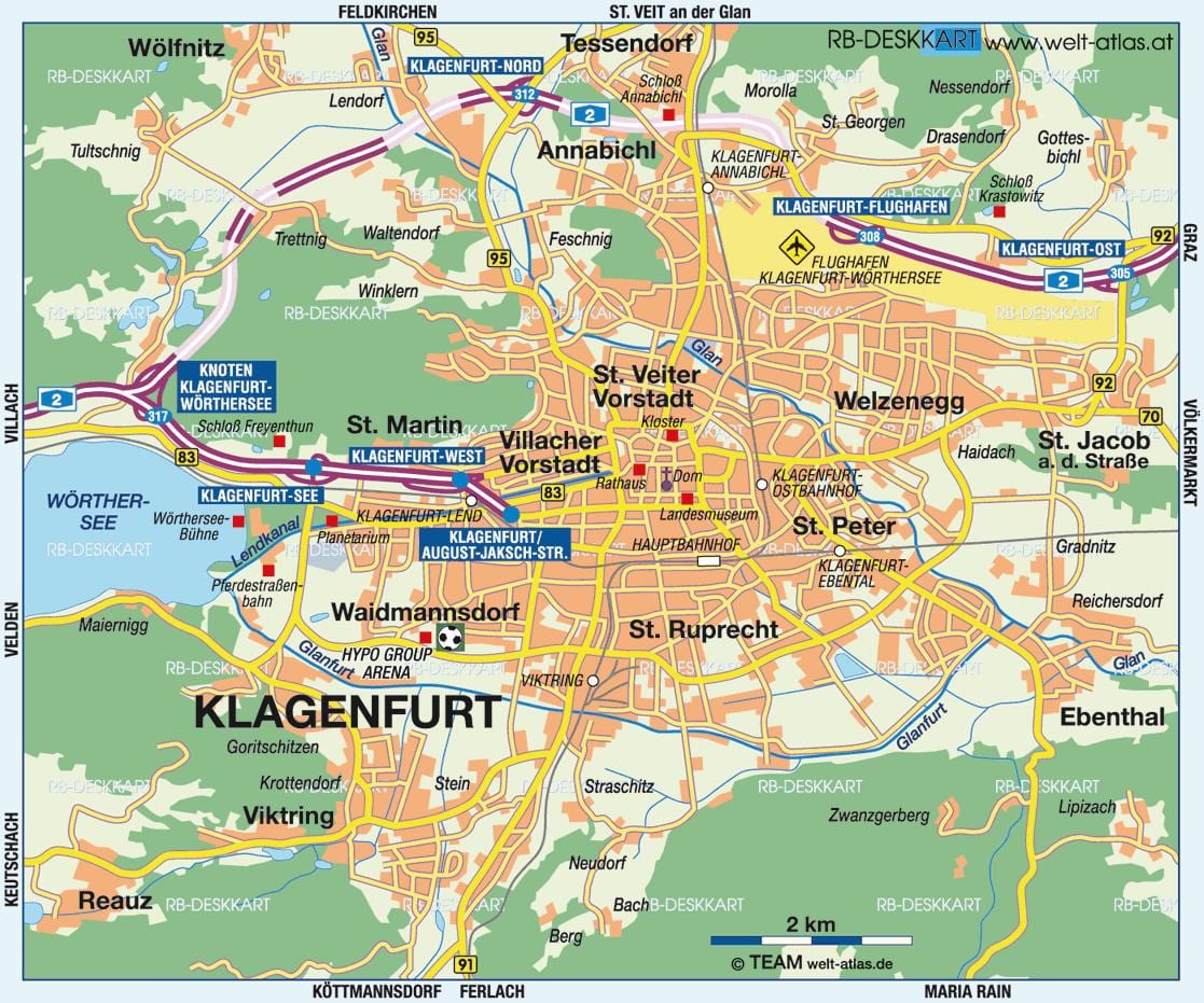 mapa klagenfurt austrije