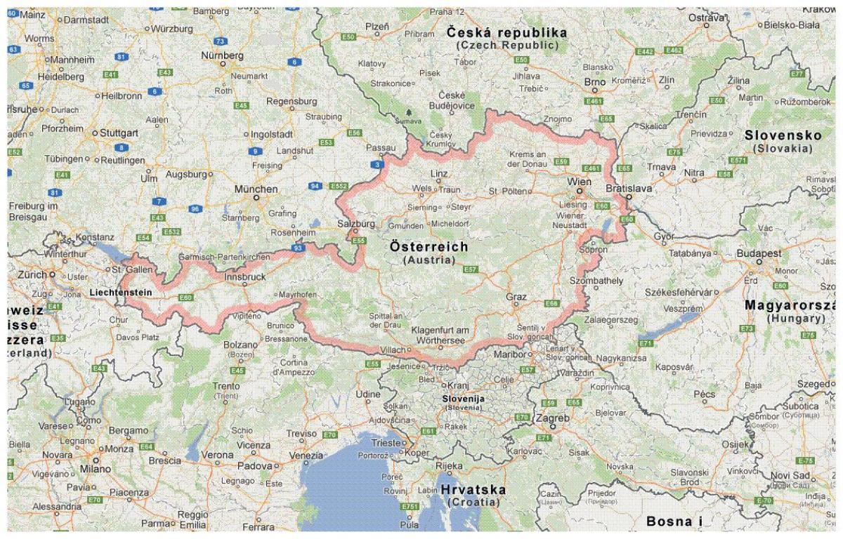 mapa austrije i susjednim državama