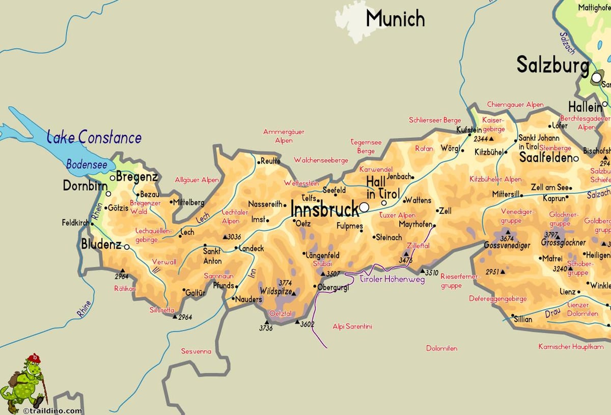 mapa mayrhofen austrije