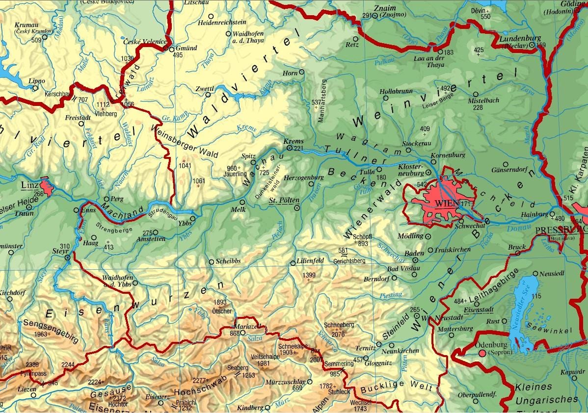 mapa niže austrije