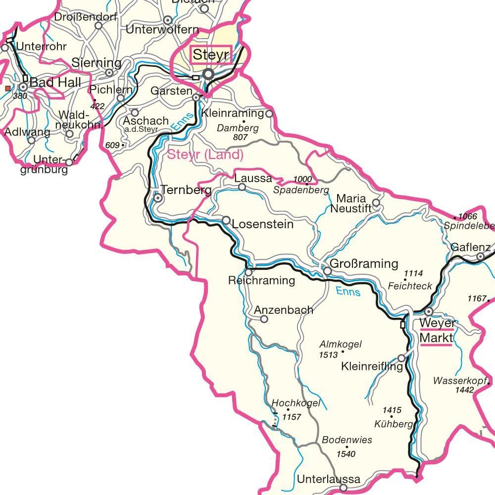 mapa steyr austrije 