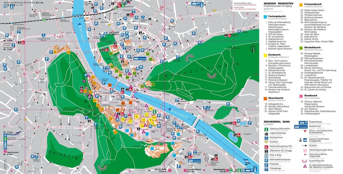 mapa turističke mapu salzburškog austrije