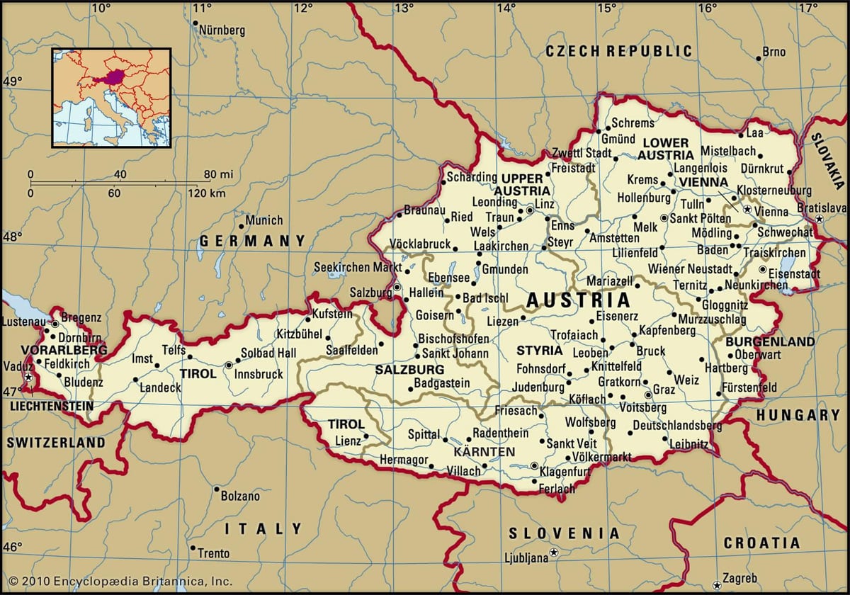 mapa zamkovima u austriji