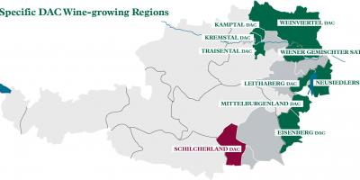 Austrijski vino regionima mapu