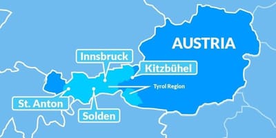 Mapa mapu tyrol regionu austrije
