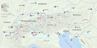 Mapa austrije ski odmarališta aerodrome